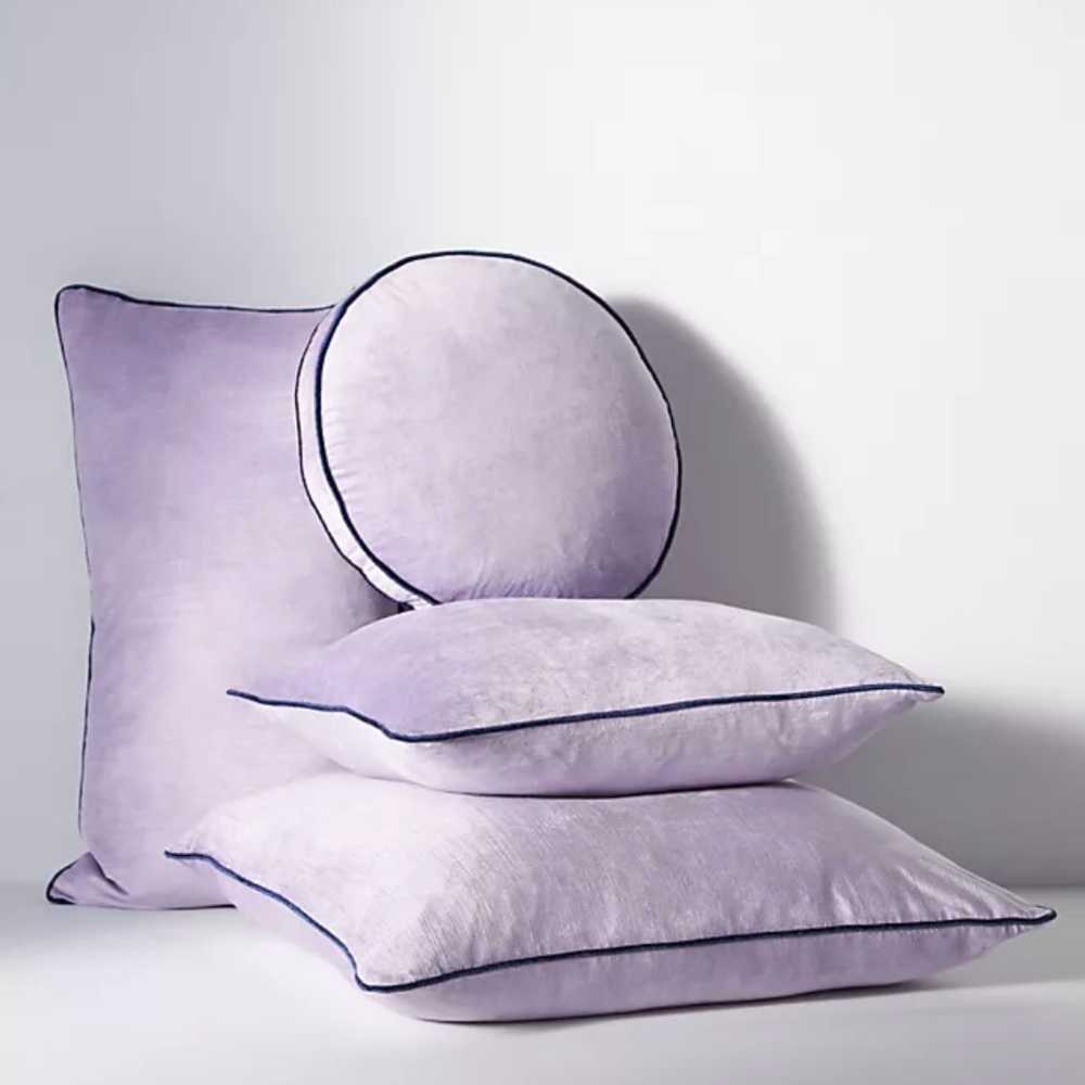 Anthropologie Adelina Velvet Pillow Covers in Lavender, Set of 3